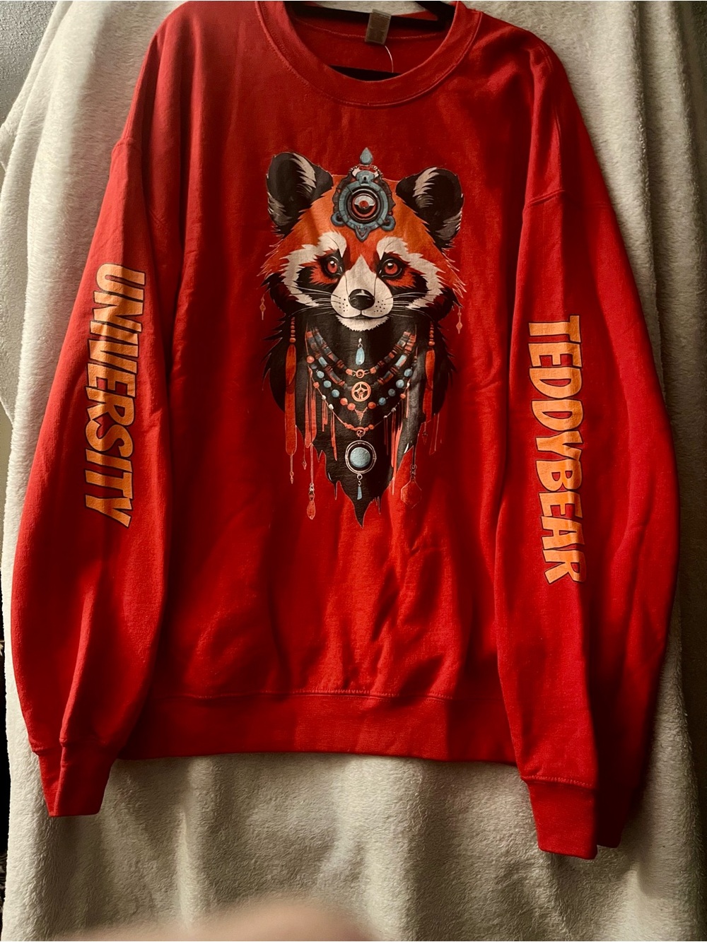 Teddy Bear Life Teddy Bear University Red Graphic Print Sweater Size XL